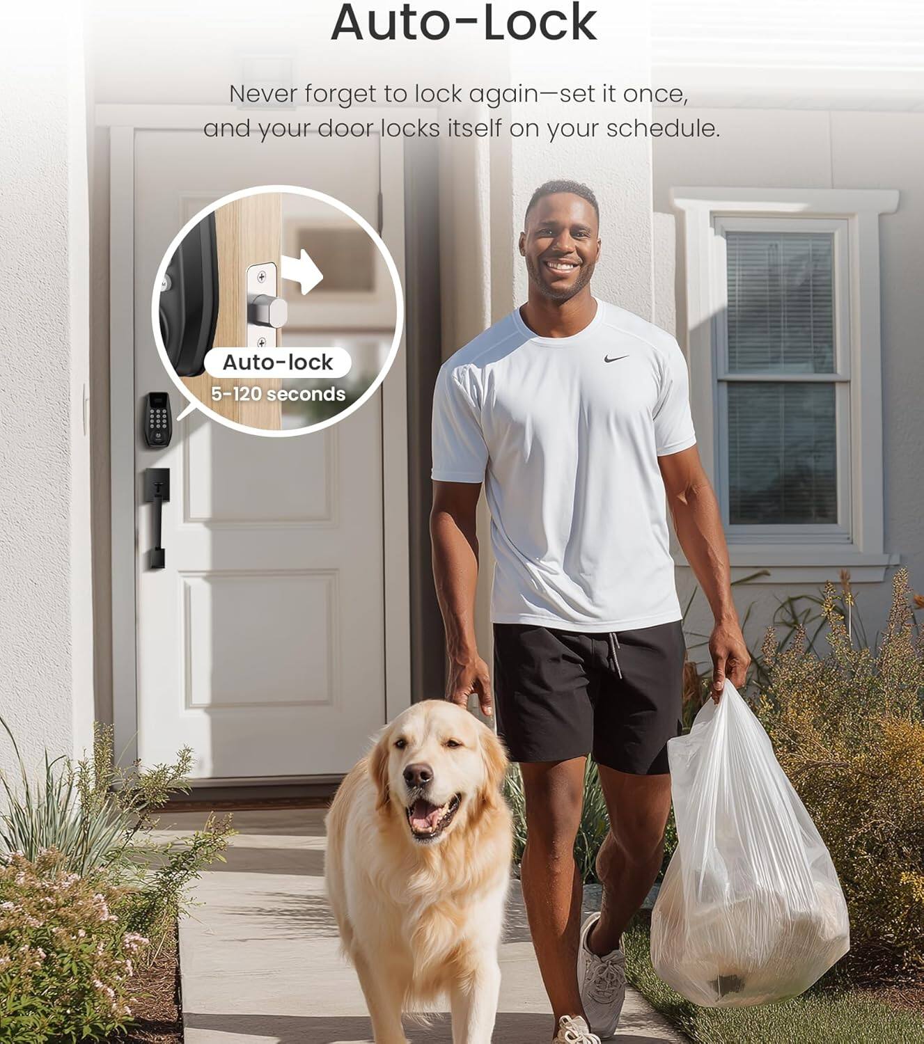 Auto-Lock

Never forget to lock again—set it once, and your door locks itself on your schedule.

Auto-lock 5-120 seconds