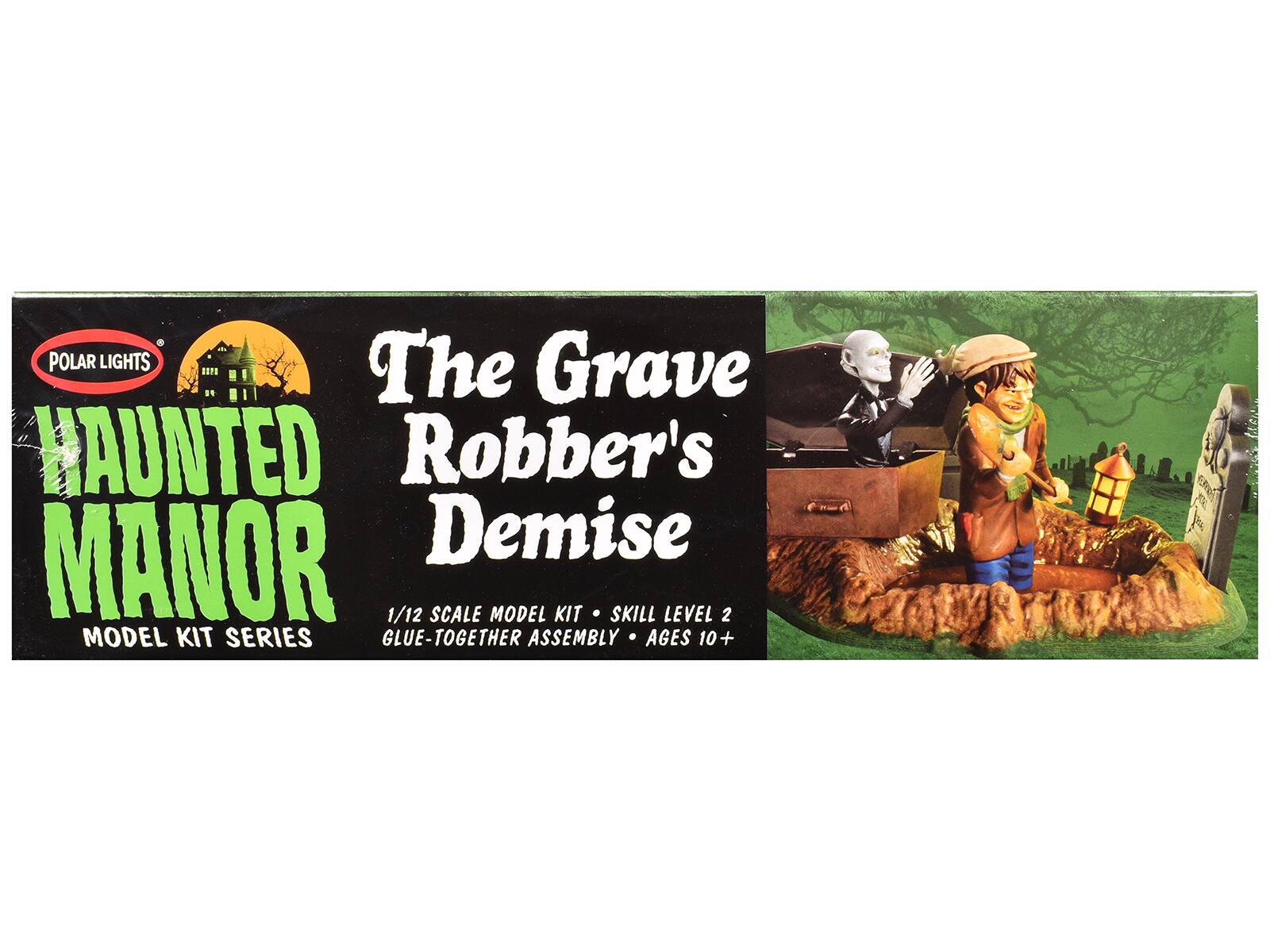 POLAR LIGHTS  
The Grave Robber's Demise  
HAUNTED MANOR  
1/12 SCALE MODEL KIT  
SKILL LEVEL 2  
MODEL KIT SERIES  
GLUE-TOGETHER ASSEMBLY  
AGES 10+