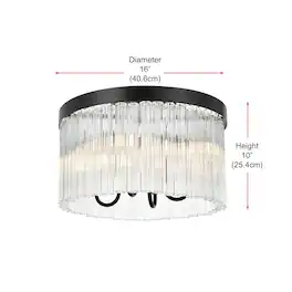 Elegant Lighting - Harlow 16 Inch Flush Mount Ceiling Light In Black - Black And Clear