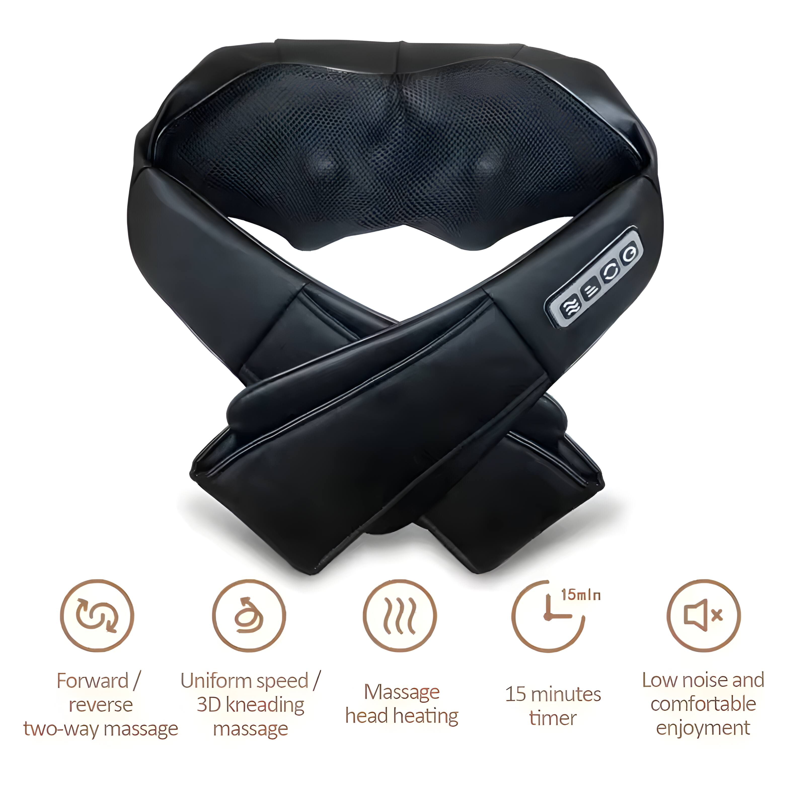 - Forward / reverse two-way massage
- Uniform speed / 3D kneading massage
- Massage head heating
- 15 minutes timer
- Low noise and comfortable enjoyment