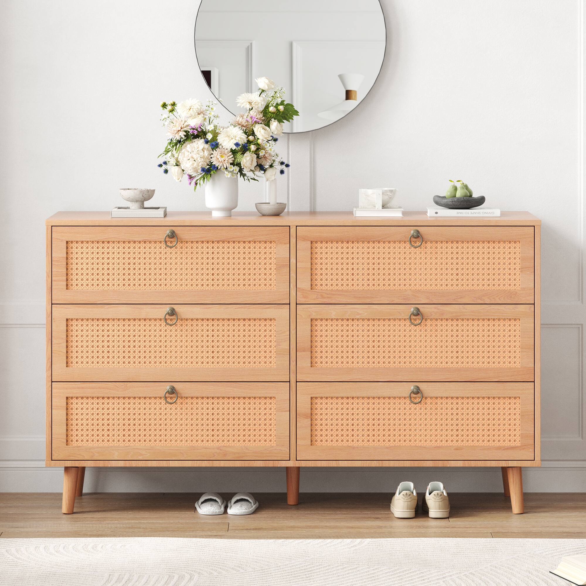 Front. Forest'nSky - Natural Wood 6 drawer 51.2 in. Wide Chest of Drawers with Sturdy Frame for Living Room - Natural.