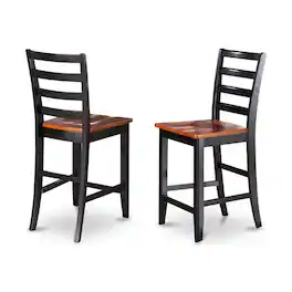 FurniFact - Solid Wood Counter Height Bar Stools - Black & Cherry