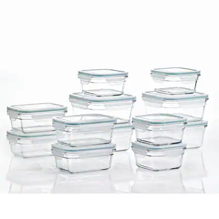 Front. Glasslock - Glasslock 24 Piece Oven Microwave Safe Glass Food Storage Containers Set w/ Lids - Clear.