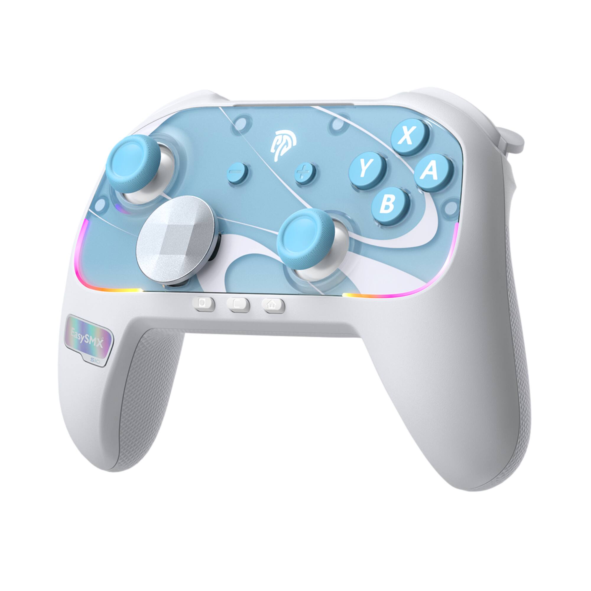 EasySMX - S10 Bluetooth Controller for Switch/Switch 2/PC - Hall Effect Joystick, Mechanical Abutttons, 6-Axis Gyro, RGB - White