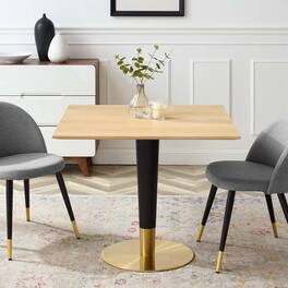 Zinque 36" Square Dining Table by Modway - Gold Natural