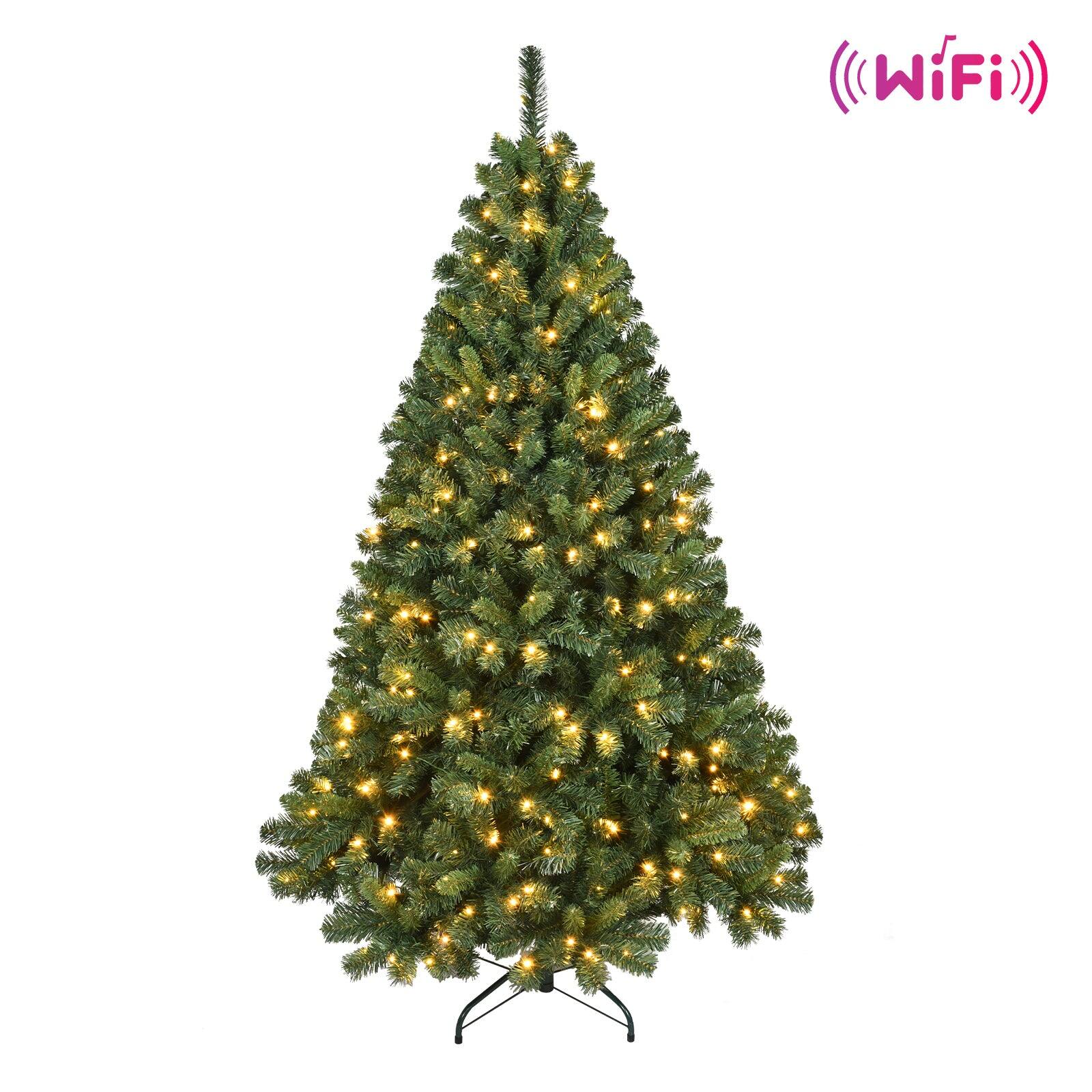 Alt View 5. BreeBe - 6FT PVC Christmas Tree with 280 WiFi Music Sync LED Lights App Control - Green.