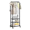 Front. VEVOR - Clothes Rack, Rolling Clothing Garment Rack with Hanging Rod and Side Hooks, 3 Storage Shelves, 99 lbs Load Capacity - Black.