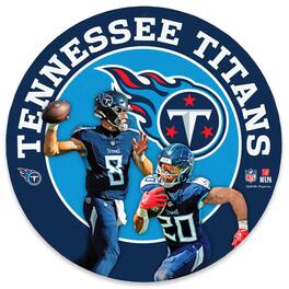 Open Road Brands - Tennessee Titans Tony Pollard &-Will Levis Team Stars 11" Round Metal Sign - Blue