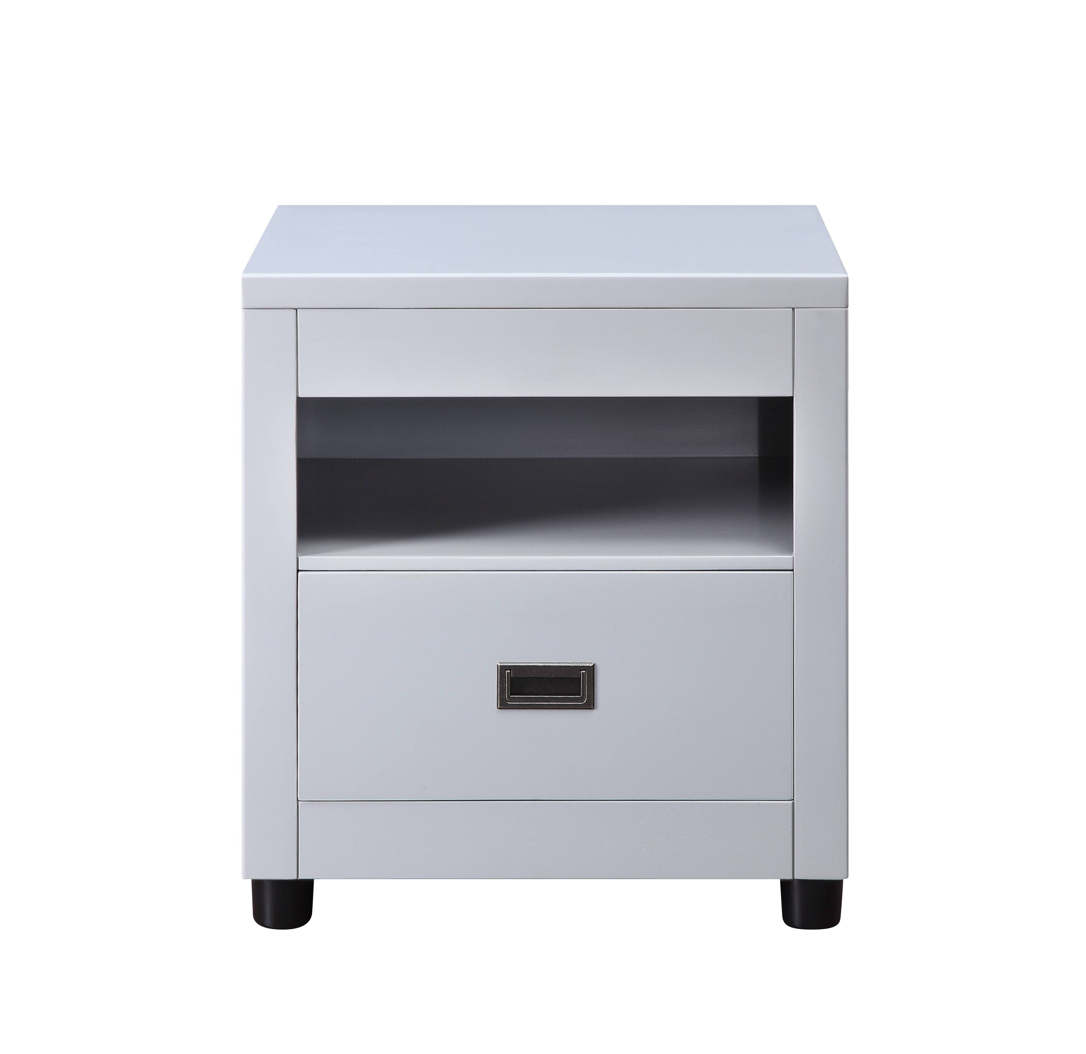Alt View 1. Manhattan Lane - Transitional Style Wooden End Table with 1 Drawer - Gray and Black.