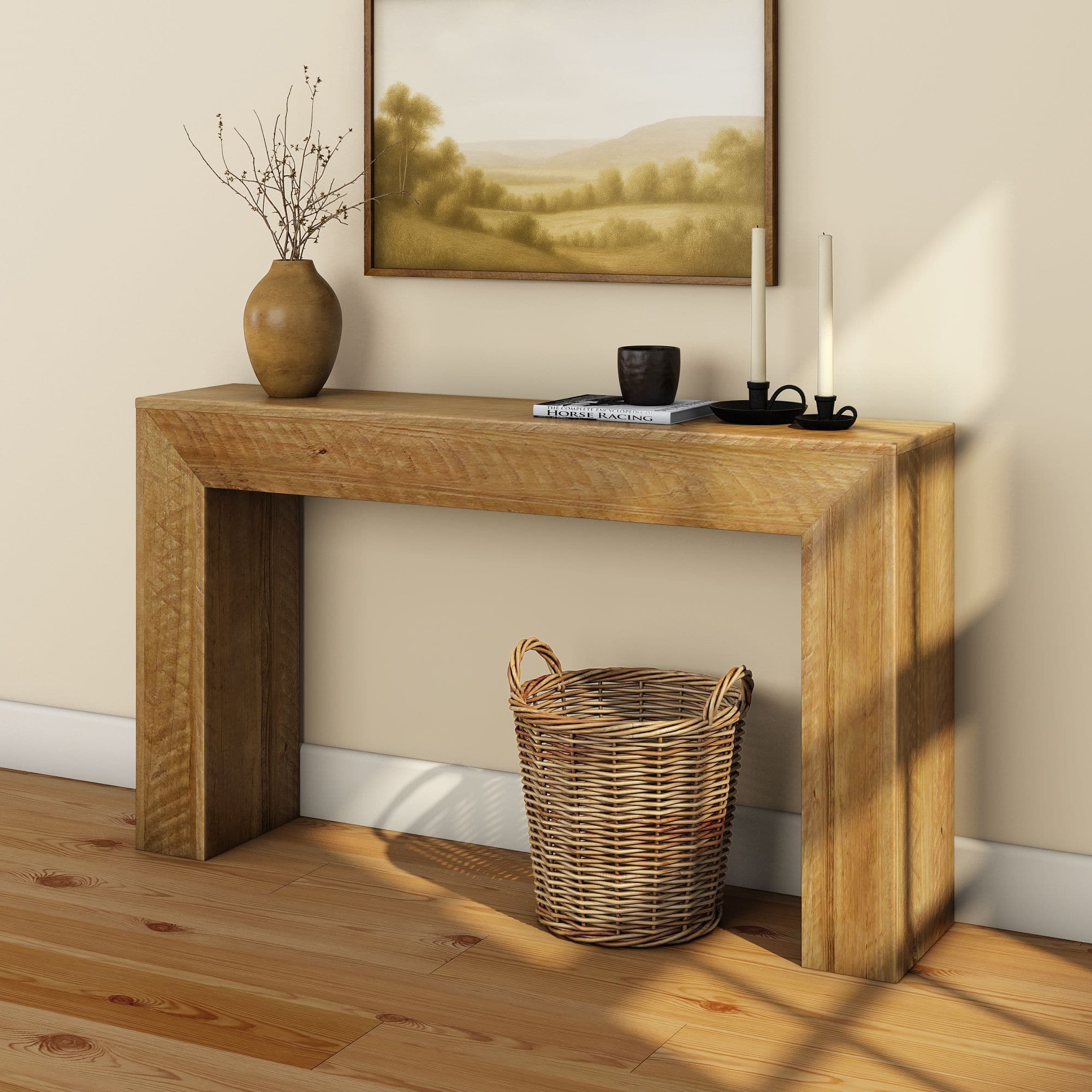 Plank+Beam - Rustic Grand Console (56in / 1422mm), Rustic Honey - Rustic Light Brown