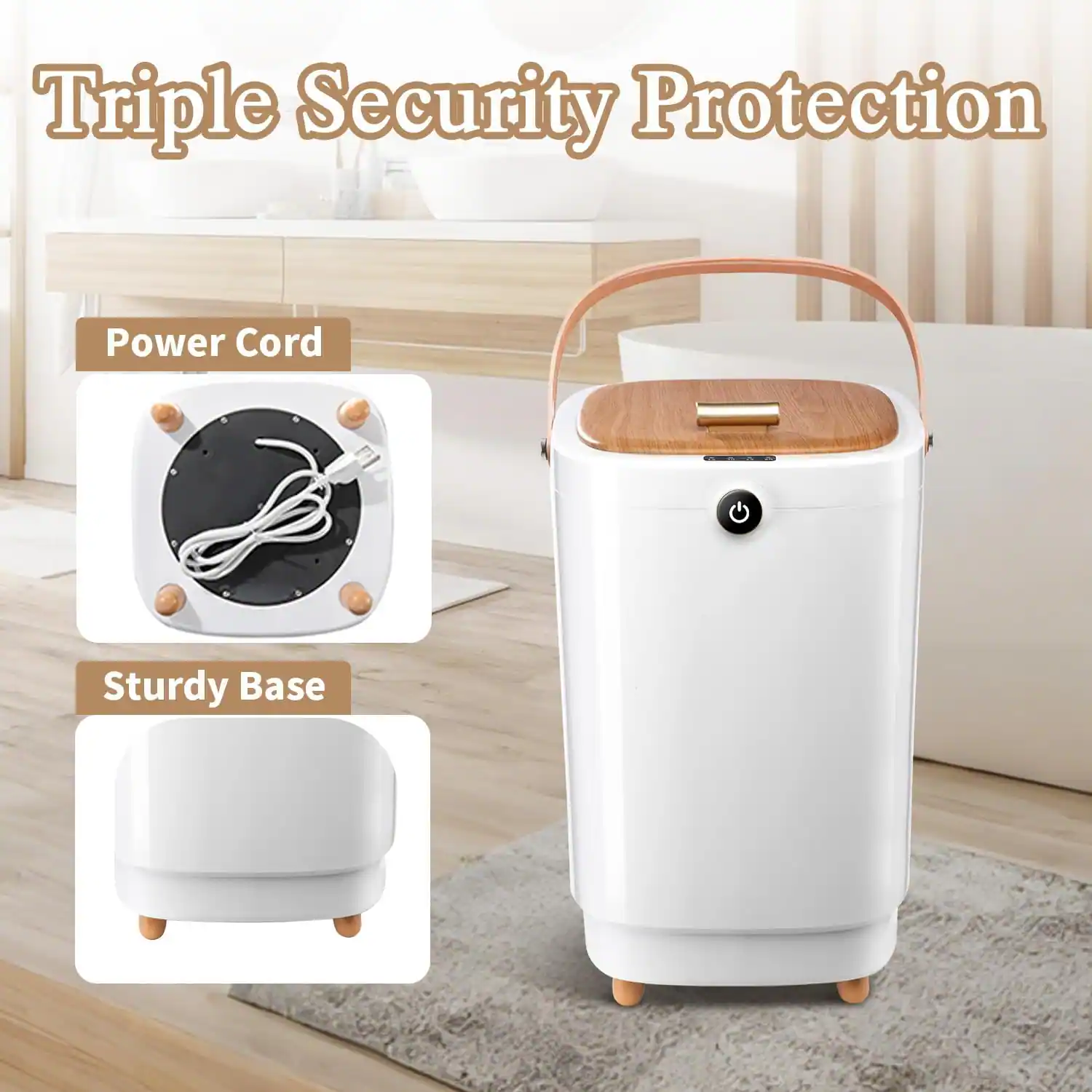 Triple Security Protection

- Power Cord
- Sturdy Base