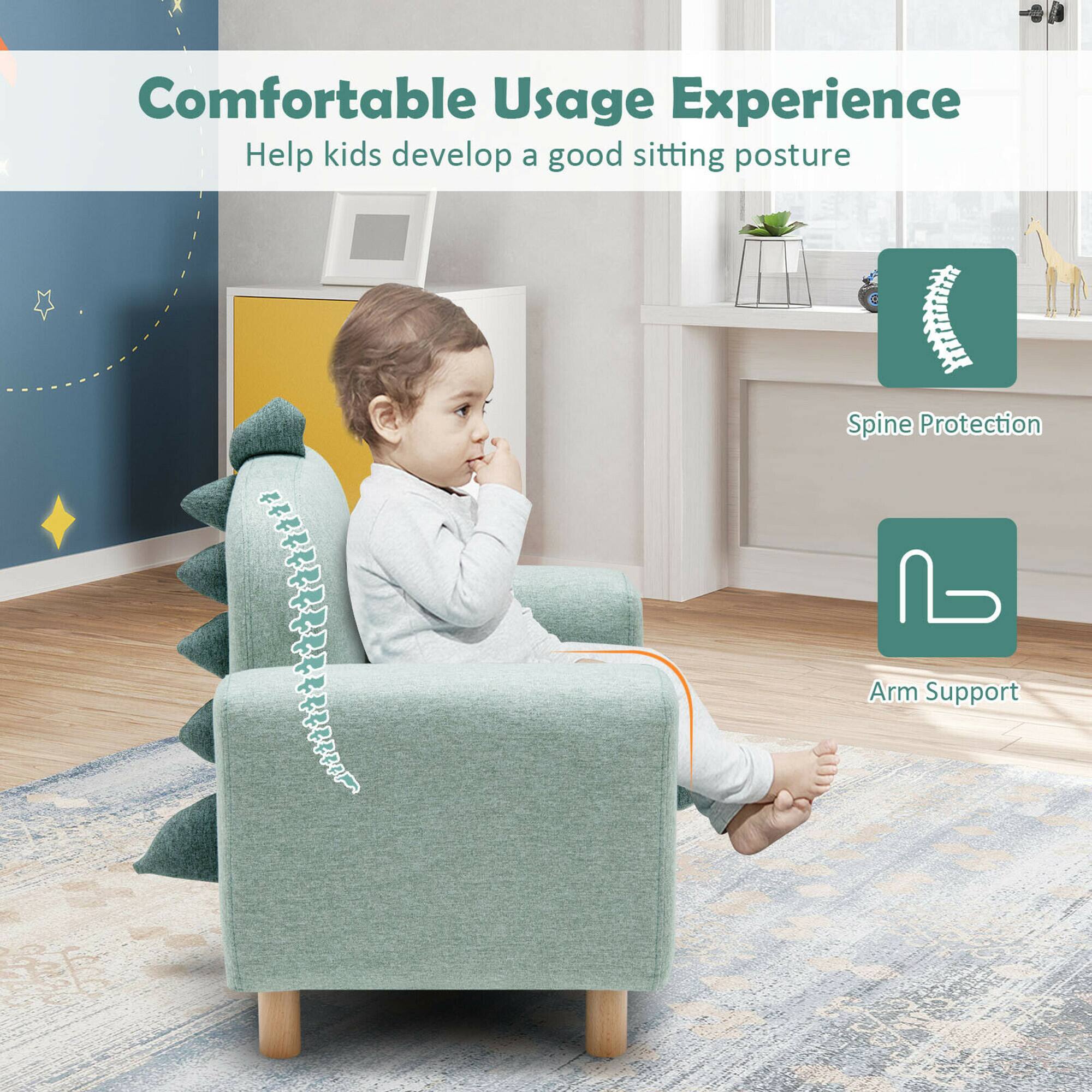 Comfortable Usage Experience  
Help kids develop a good sitting posture  

Spine Protection  
Arm Support