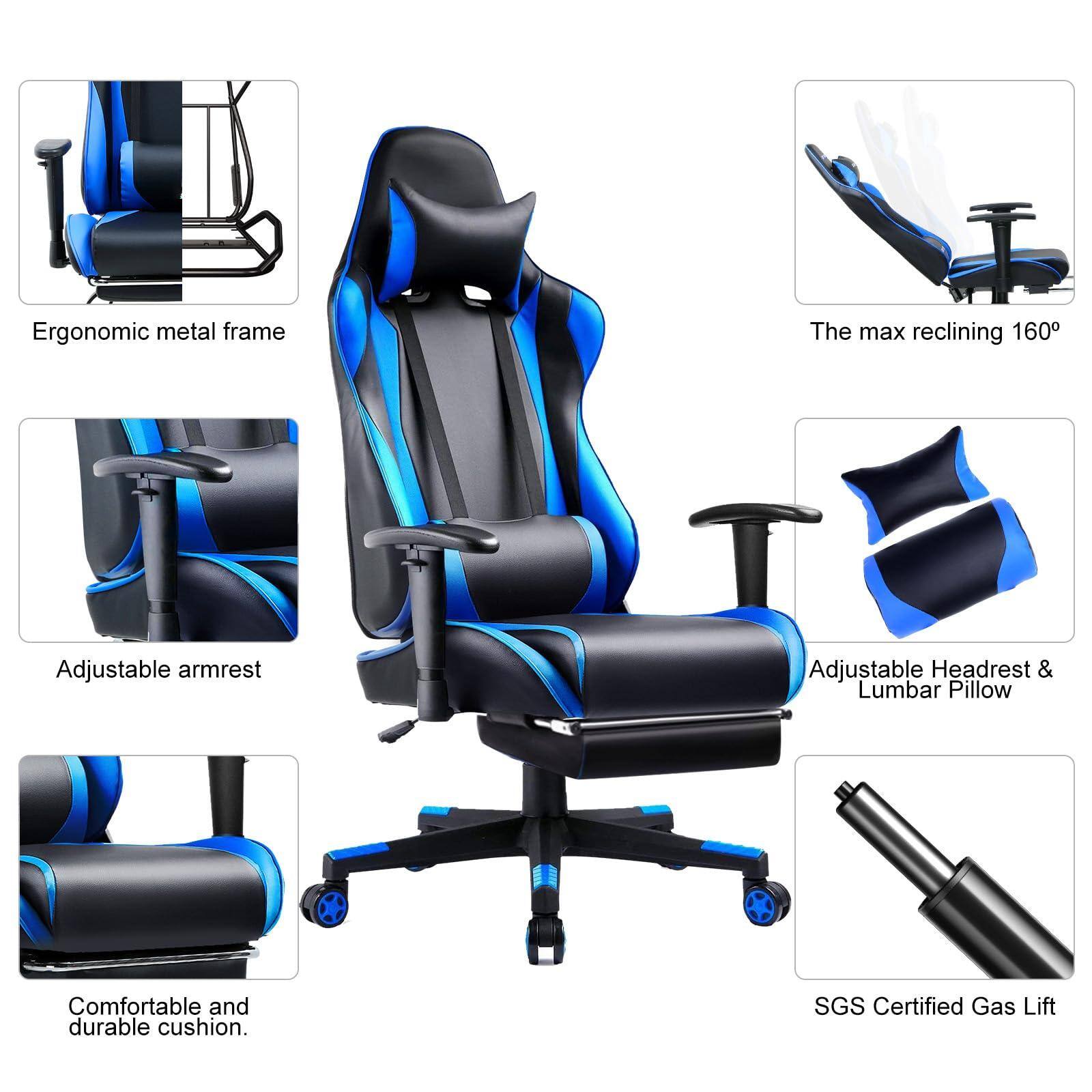 - Ergonomic metal frame
- The max reclining 160°
- Adjustable armrest
- Adjustable Headrest & Lumbar Pillow
- Comfortable and durable cushion
- SGS Certified Gas Lift