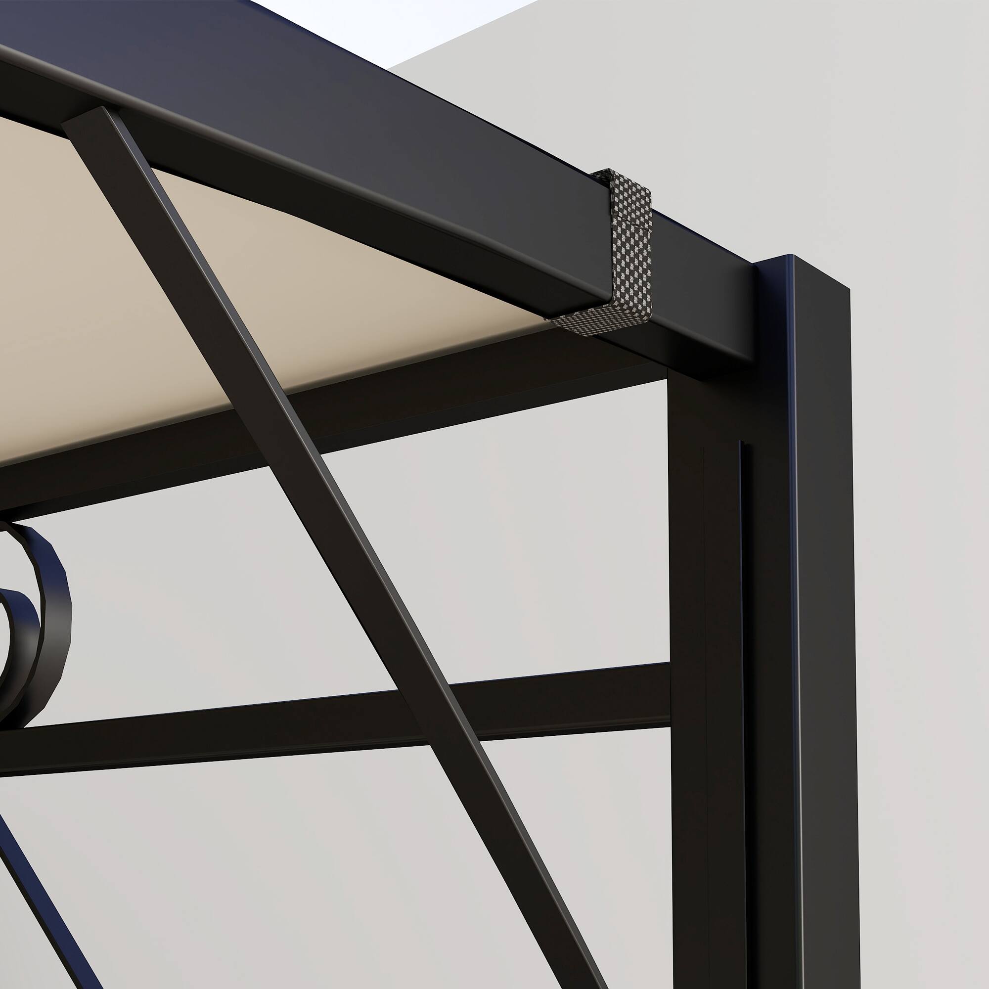 Alt View 5. Outsunny - 10' x 8' Outdoor Pergola and Patio Gazebo, Extendable Side Awning, Sun Shade Shelter for Garden, Camper, Deck - Cream White.