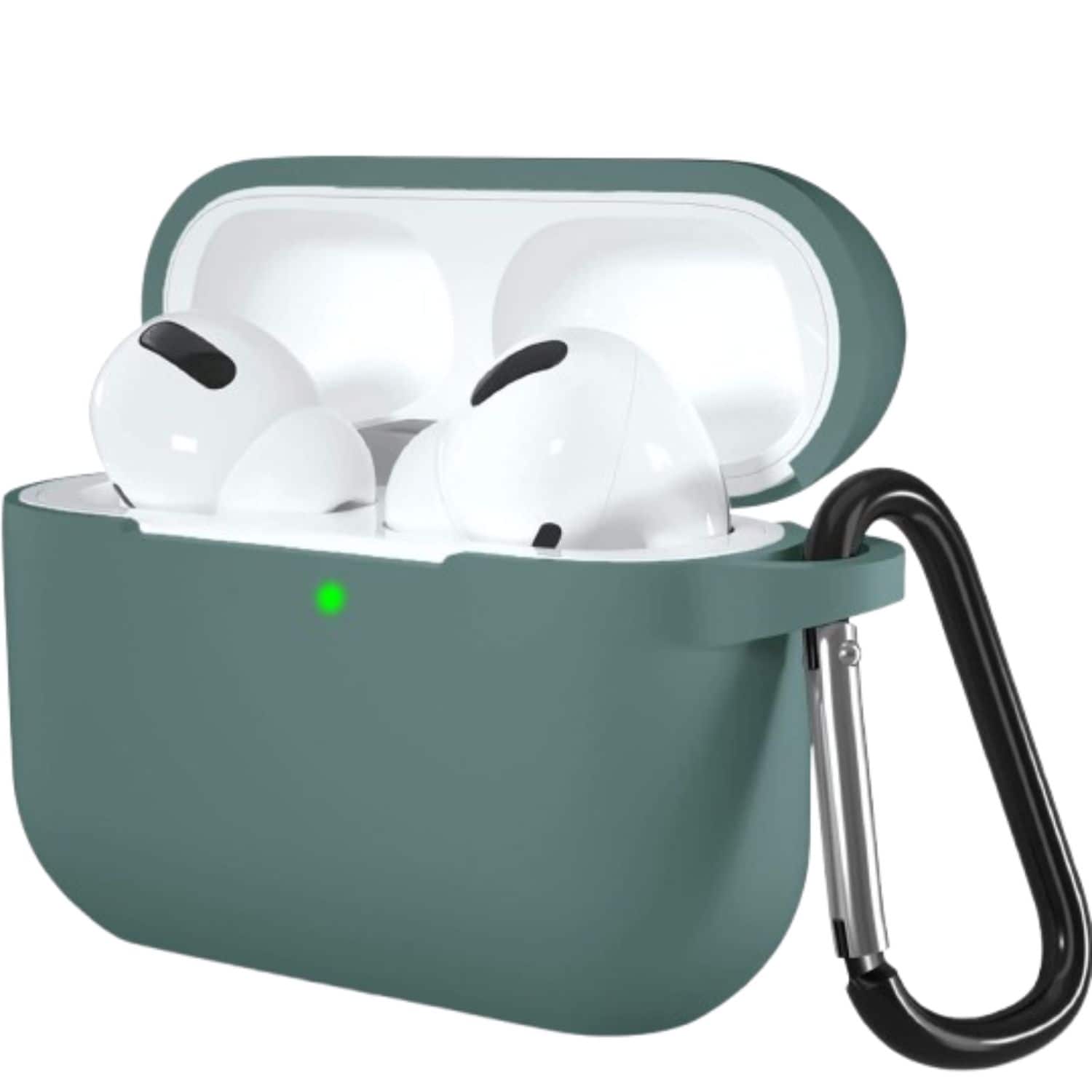 Front. Home Collection - Pine Green Shockproof Silicone Protective Case with Keychain for Apple AirPods Pro 3 - Pine Green.