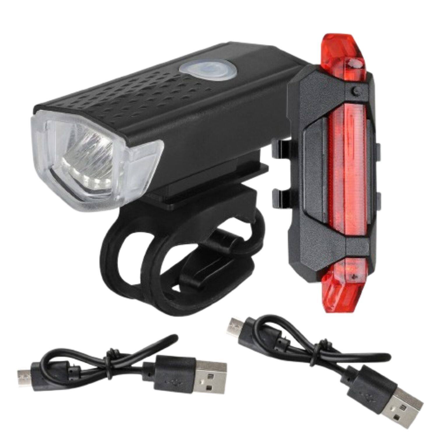 Home Collection - USB Rechargeable LED Bicycle Headlight & Rear Lamp Set for Front and Rear Cycling Safety - Black
