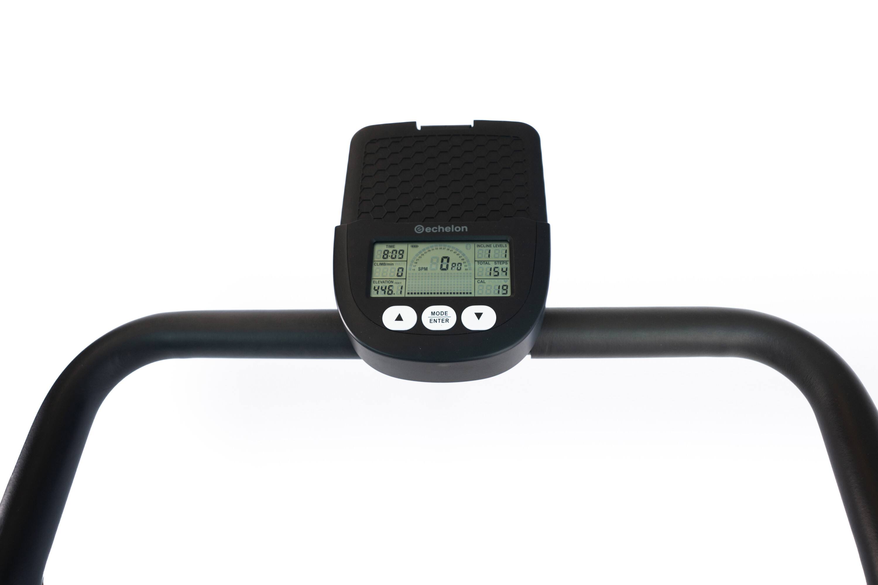 echelon

TIME 8:09  
CLIMB 0  
ELEVATION 446.1  
SPM 80  
TOTAL STEPS 8154  
CAL 8819  

MODE ENTER