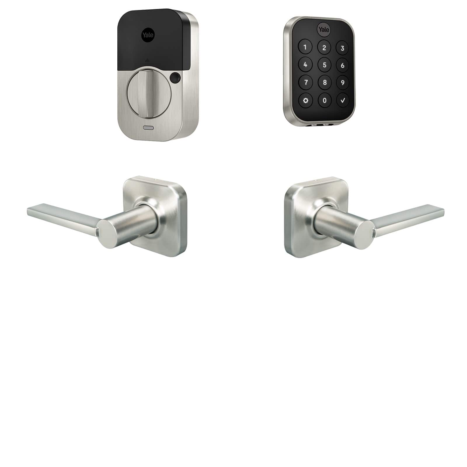 Yale - Assure Lock 2 Touch Key-Free Keypad with Wi-Fi and Valdosta Lever - Satin Nickel - Front_Zoom
