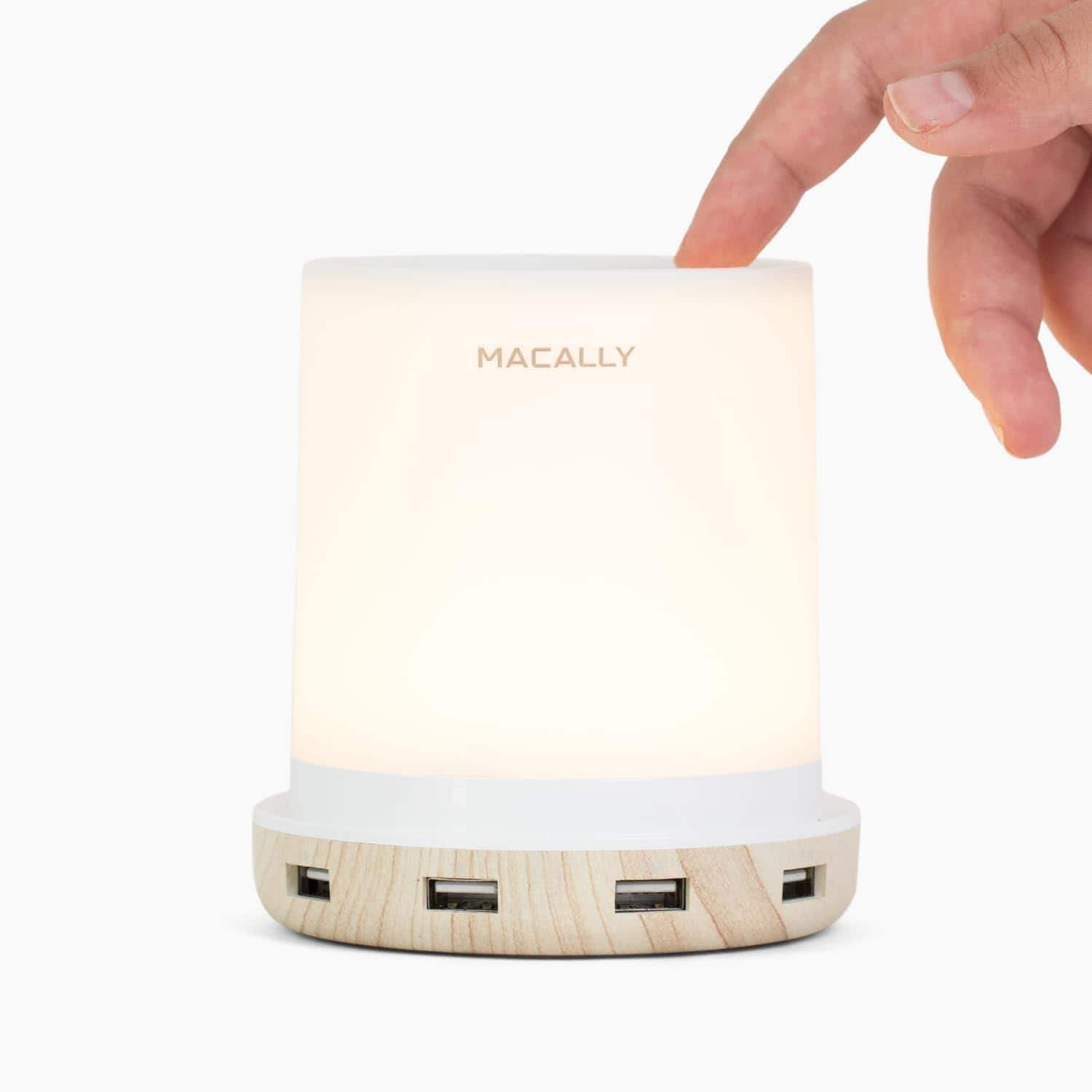 Macally - Small Touch Lamps for Nightstand - Bedside Lamp with USB Port - 3 Way Dimmable Short Table Lamp for Small Spaces