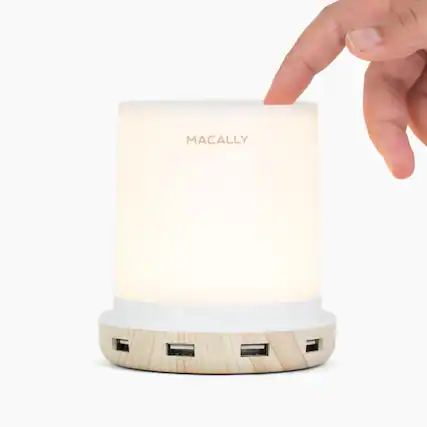Front. Macally - Macally Small Touch Lamps for Nightstand - Bedside Lamp with USB Port - 3 Way Dimmable Short Table Lamp for Small Spaces.