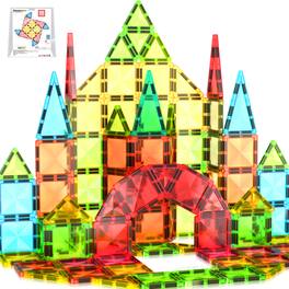PicassoTiles - Mini Magnetic Tiles for Kids – 12PCS STEM Construction Building Blocks Travel Toy Set