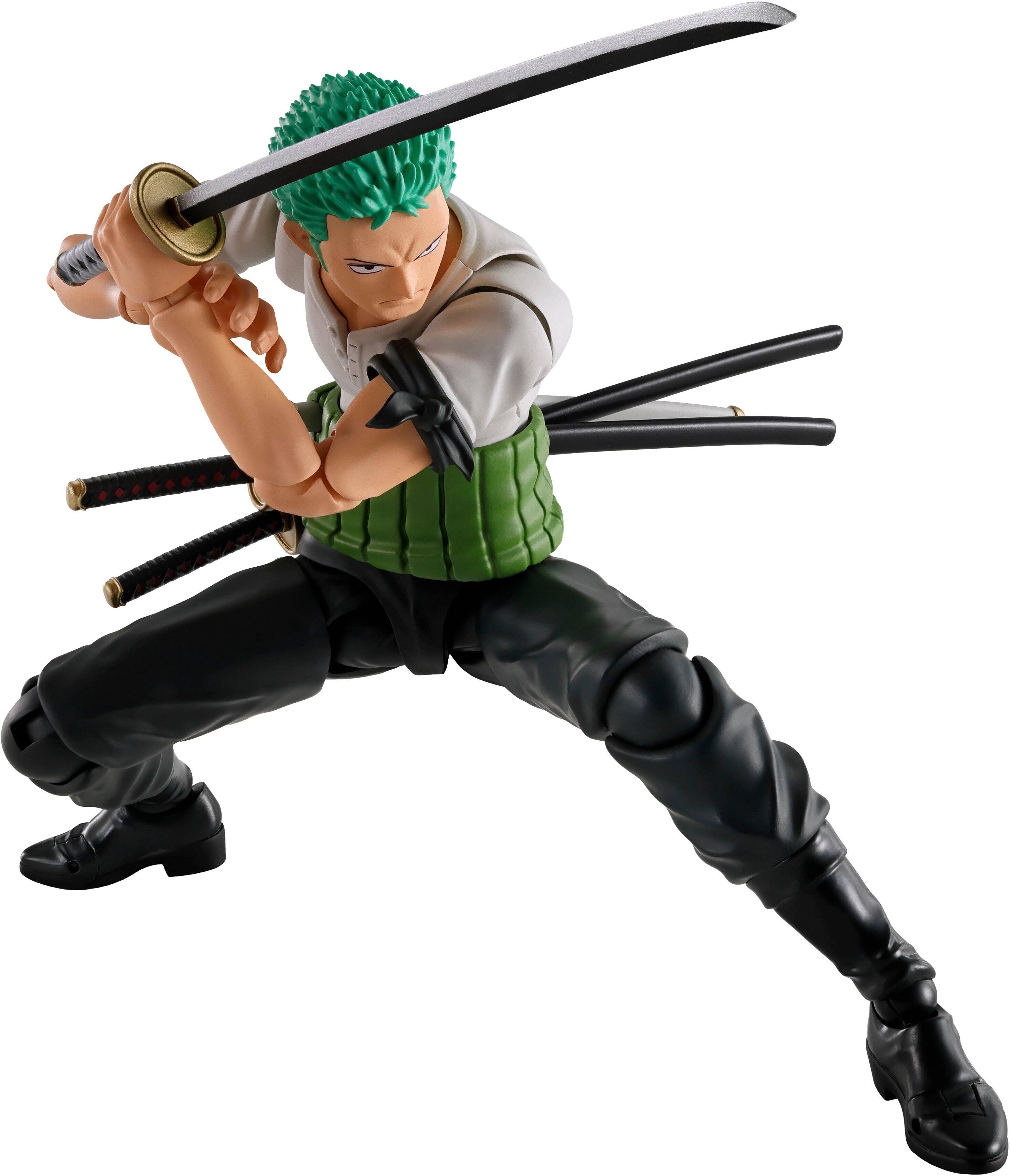 Angle. Bandai - S.H. Figuarts - One Piece Zoro 5.9" Figure.