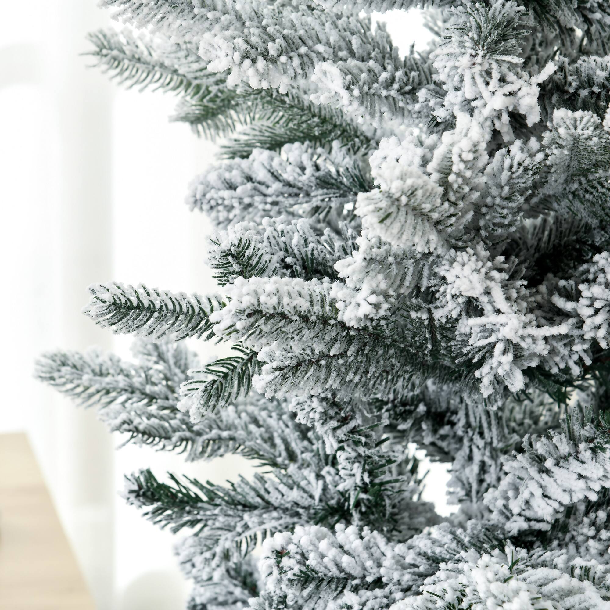 Alt View 8. Homcom - Tall Flocked Artificial Christmas Tree Holiday Décor with 267 Snow Branches, Auto Open, Steel Base - green.