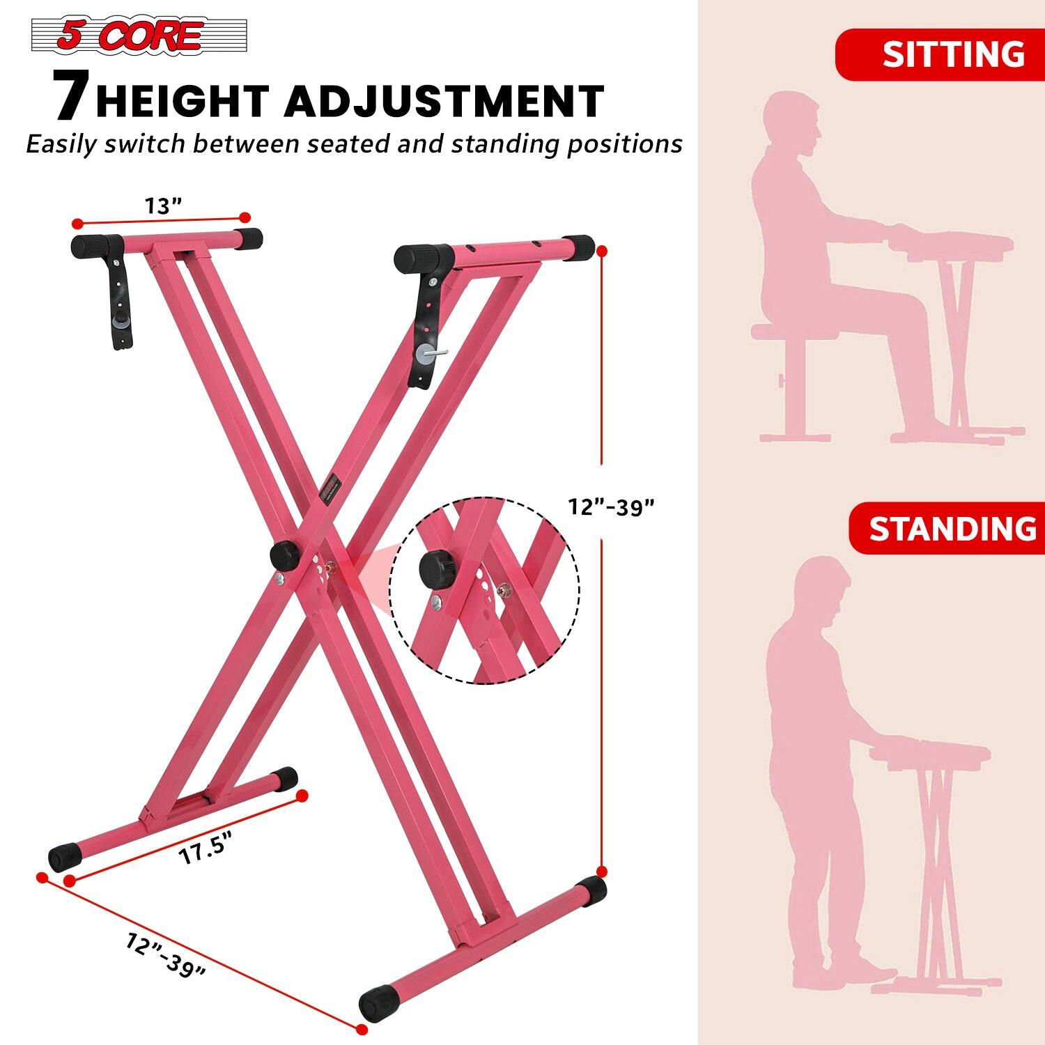 5 CORE 7 HEIGHT ADJUSTMENT Easily switch between seated and standing positions
SITTING 13" 12"-39"
STANDING 17.5" 12"-39"