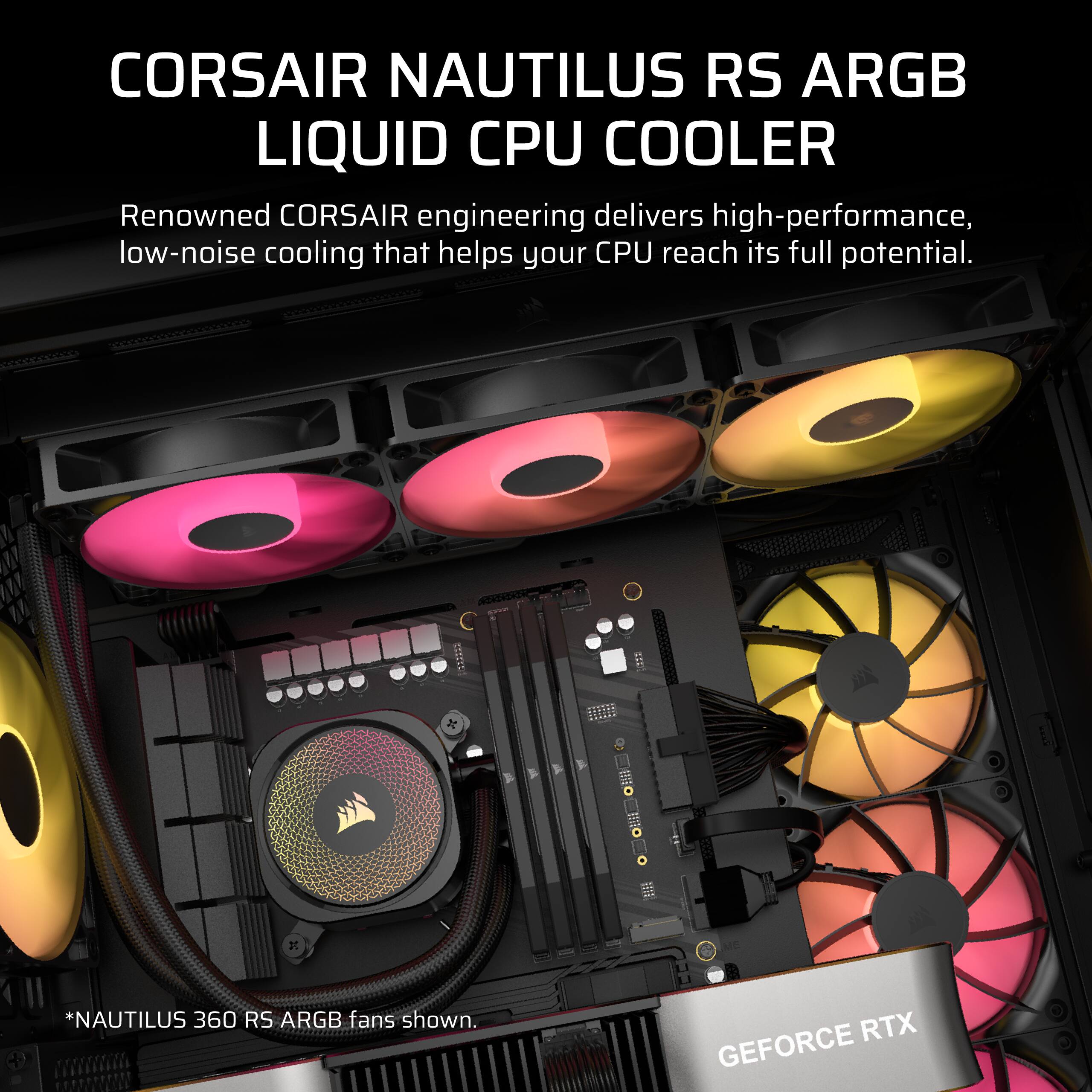Corsair Nautilus RS ARGB Liquid CPU Cooler: Renowned Corsair engineering delivers high-performance, low-noise cooling that helps your CPU reach its full potential.