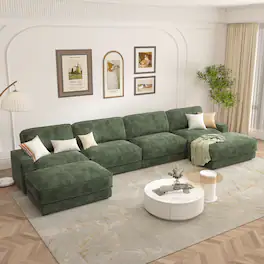 Vipbear - 158" Extra Large Modular Sectional Sofa, CHENILLE Fabric, Tool-Free Assembly,Green - Green