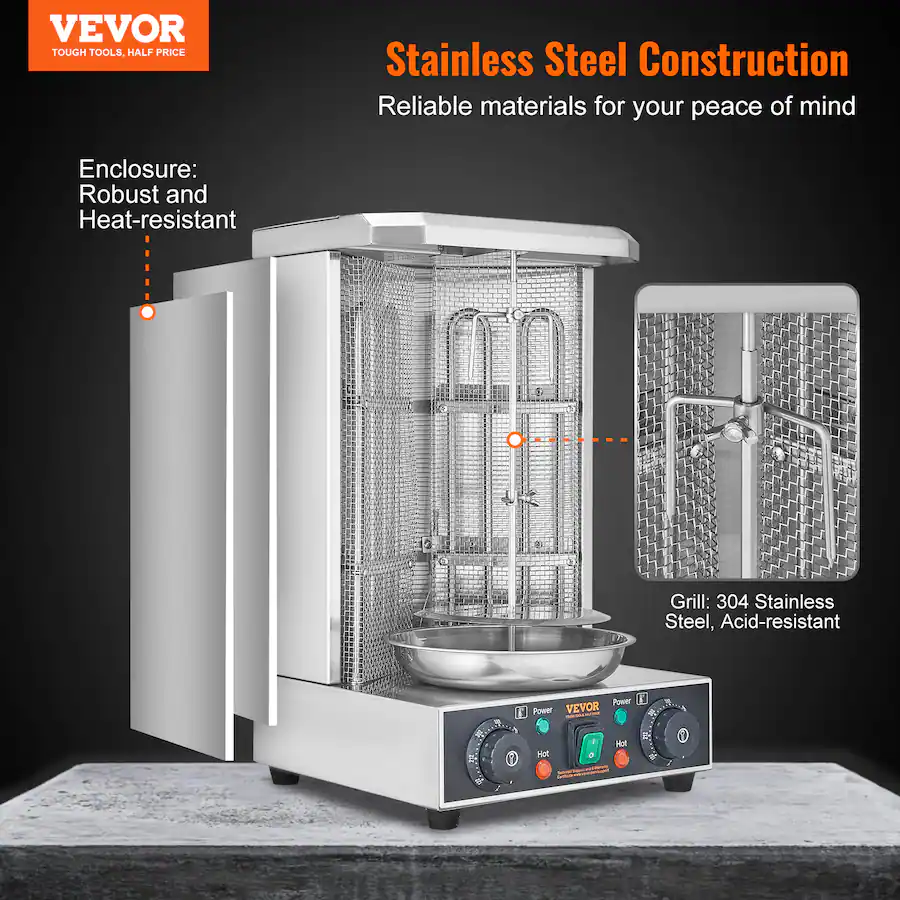 Showerma Machine VEVOR Shawarma Grill Machine, 13lbs Capacity, Chicken Shawarma Cooker ...