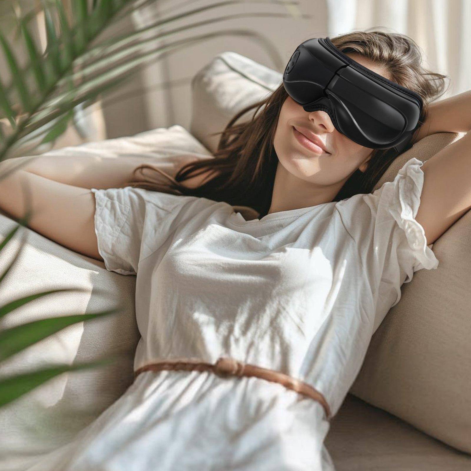 Alt View 1. Glintex - Eye Massager with Heat Bluetooth Music 5 Modes Foldable Eye Care for Migraines Eye Strain and Relaxation - Black.