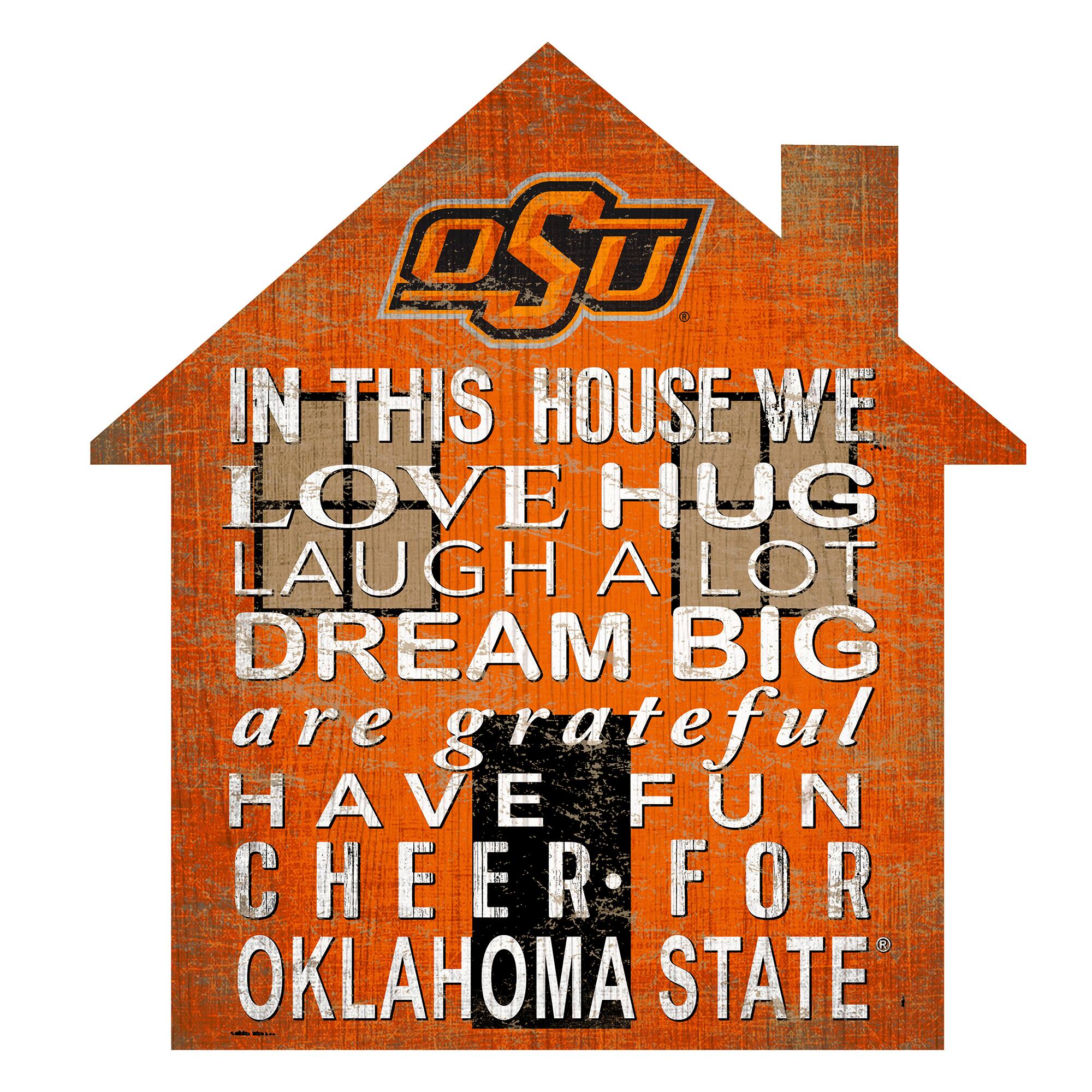 Oklahoma State Cowboys 12'' Team House Sign