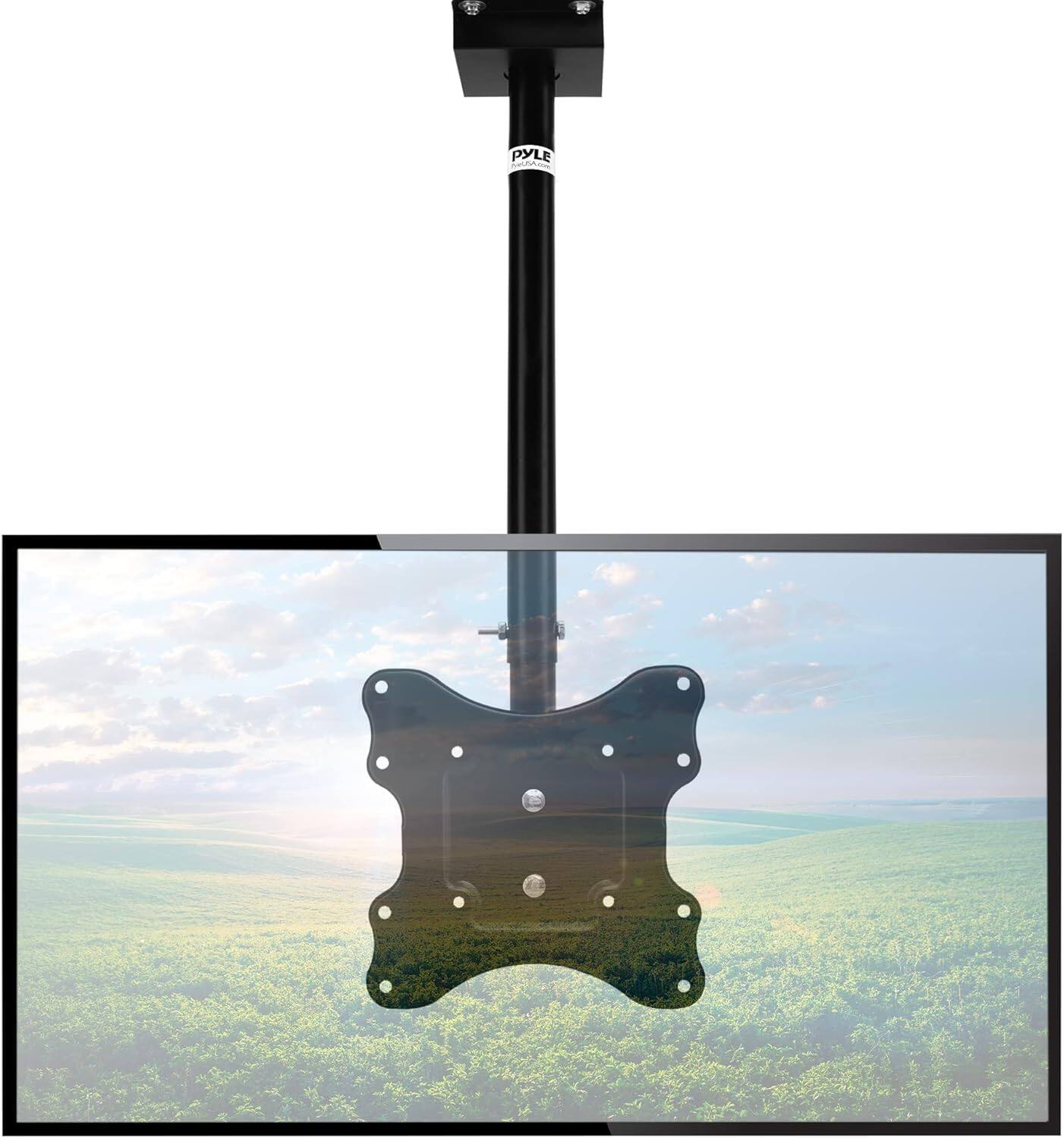 Pyle - Adjustable TV Ceiling Mount - Swivel & Tilting VESA Mount for 14 to 42” HDTV, LCD, Plasma, up to 30KG (PCTVM15) - Black