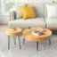 Angle. Costway - Round Coffee Table Set of 2 End Table Natural Finish for Living Room Natural - Natural.