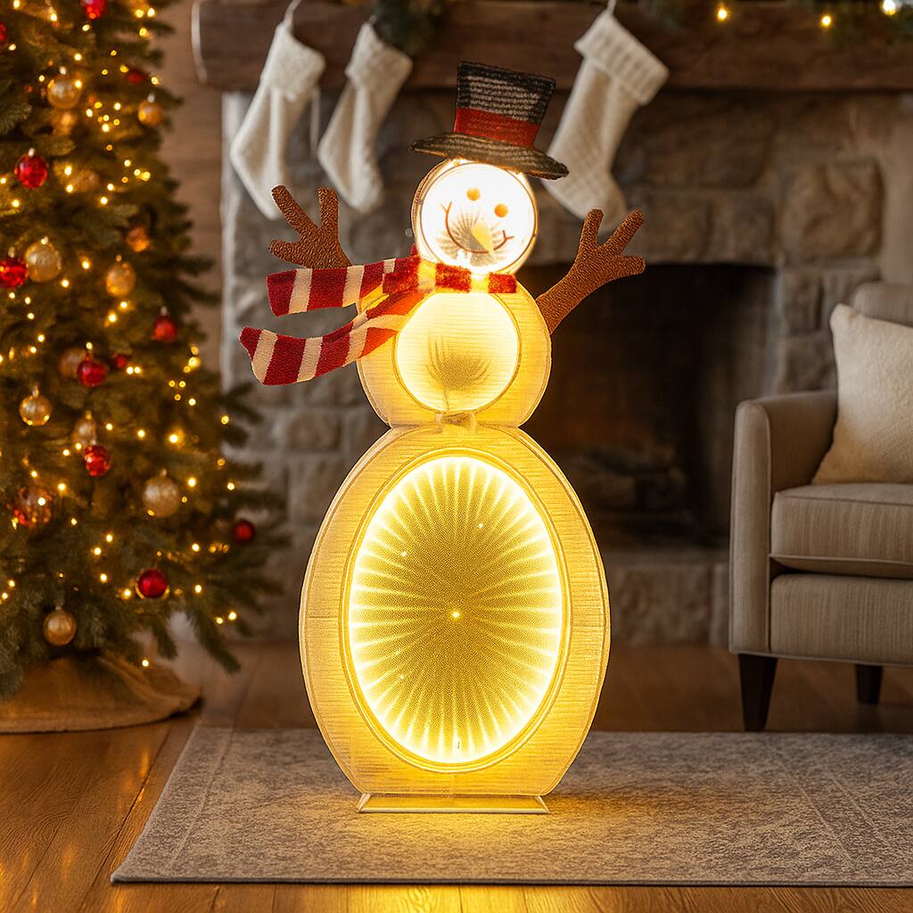 Angle. BreeBe - Christmas Snowman Display 2.6ft with Built-in LED Lights - Multicolor.
