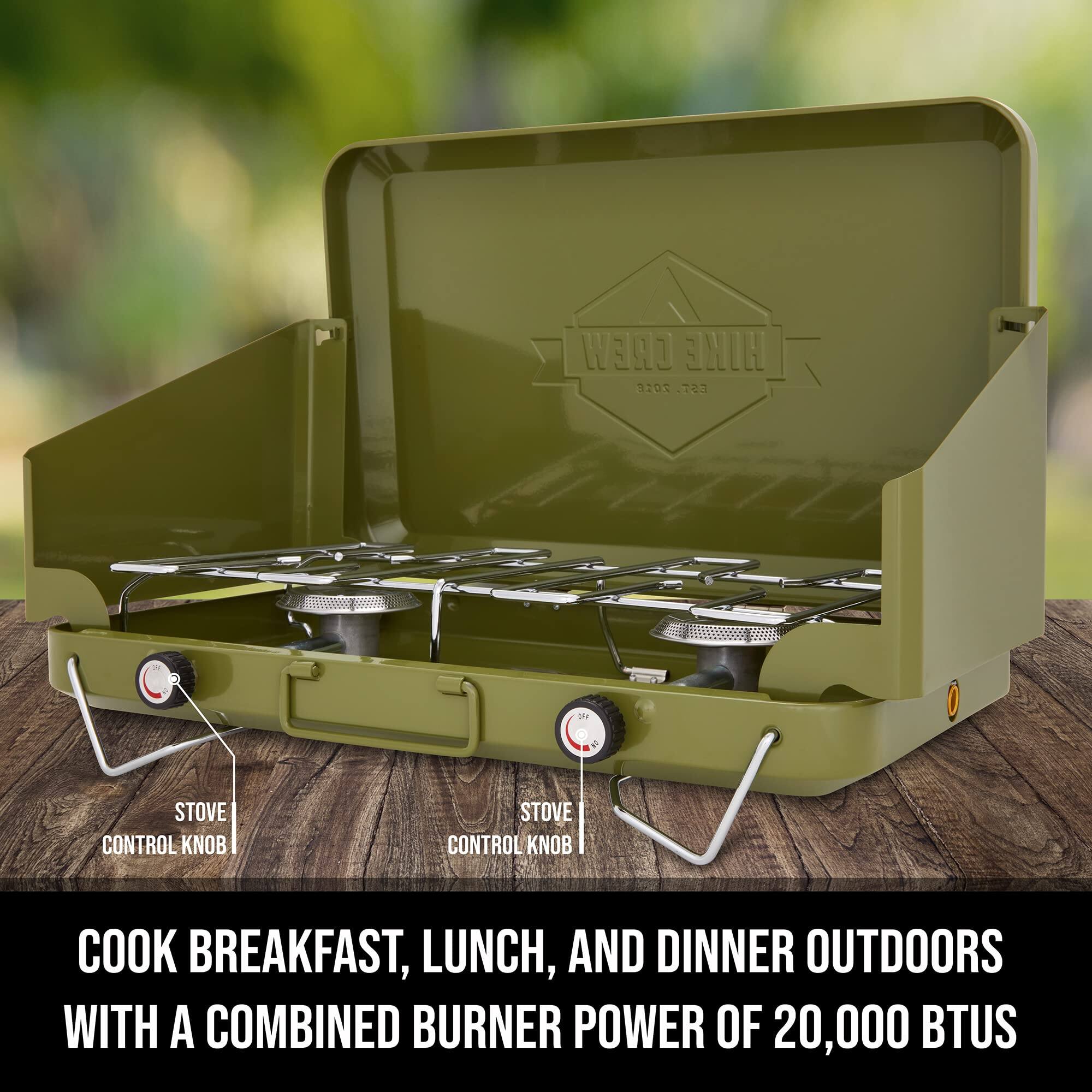 WEND HIKE 3203  
37 a  
STOVE CONTROL KNOB  
STOVE CONTROL KNOB  
COOK BREAKFAST, LUNCH, AND DINNER OUTDOORS WITH A COMBINED BURNER POWER OF 20,000 BTUS