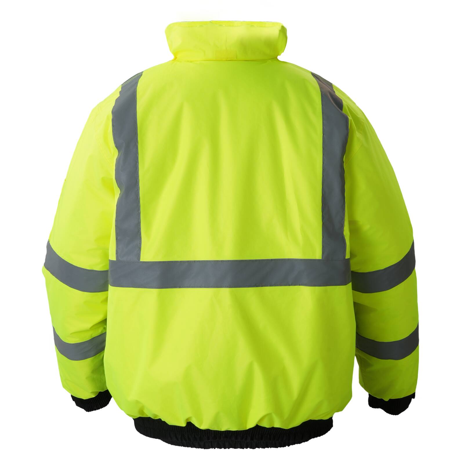 Alt View 5. VEVOR - High Visibility Reflective Safety Jacket, Waterproof Winter Hoodie, Work Construction Coat with Pockets for Men & Women - Bright Yellow with Black and Reflective Strips.