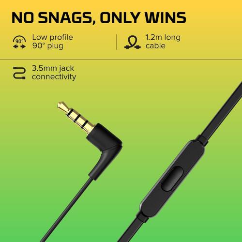 NO SNAGS, ONLY WINS

- Low profile 90° plug
- 1.2m long cable
- 3.5mm jack connectivity