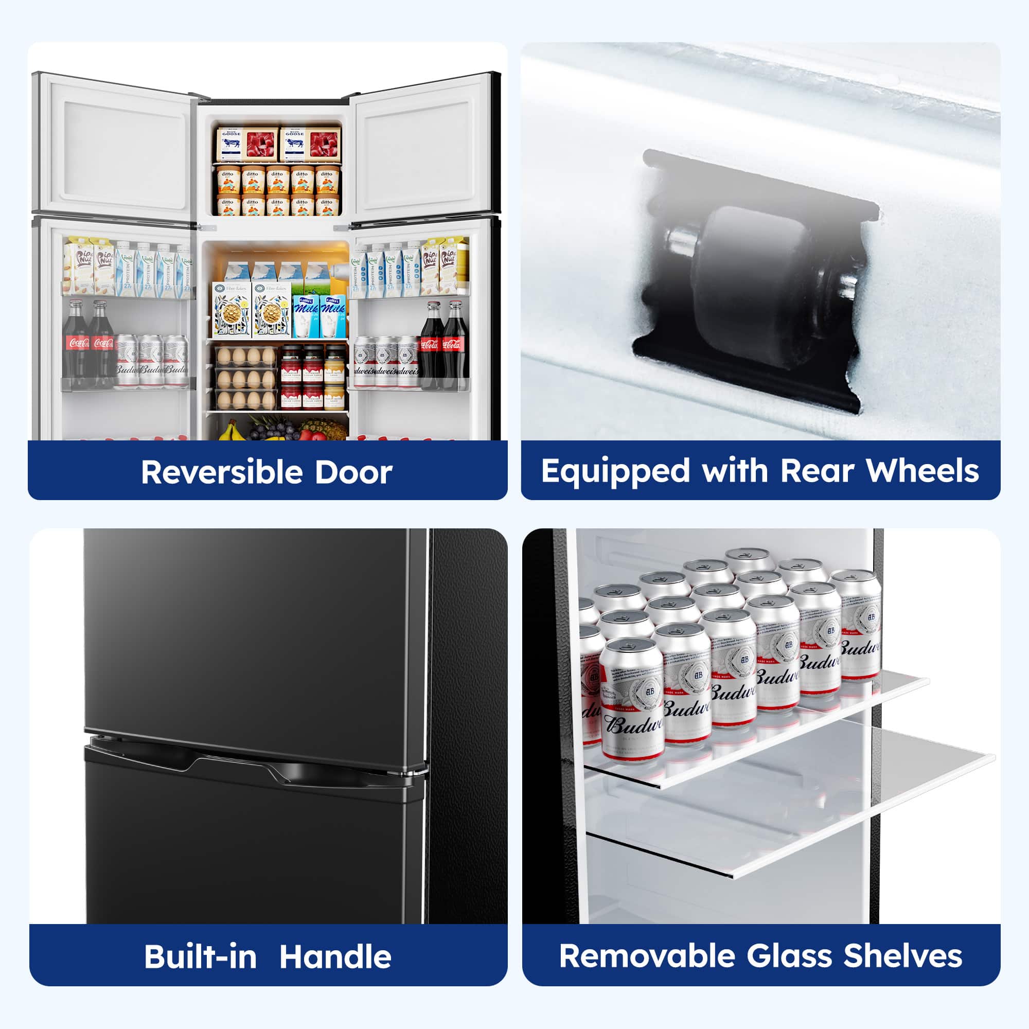 Euhomy 7.4 Cu.Ft Top Freezer Refrigerator, Reversible Door, ETL