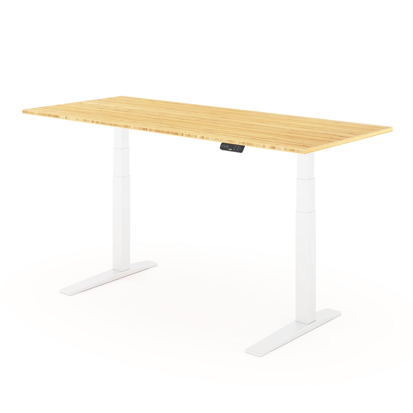 Angle. FlexiSpot - FlexiSpot E7Pro 72''W Electric Adjustable Standing Desk, Bamboo/White - Bamboo.