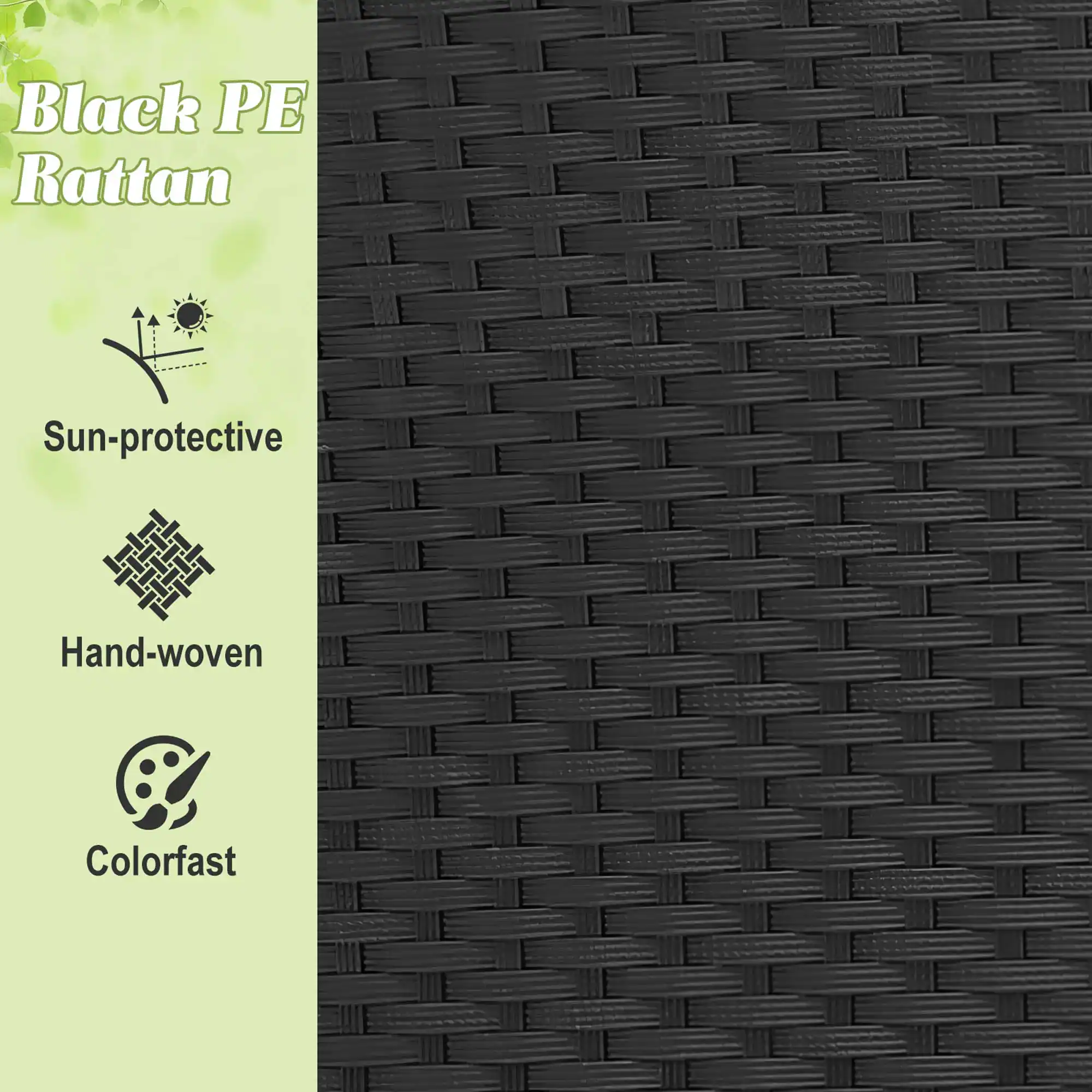 Black PE Rattan Sun-protective Hand-woven Colorfast