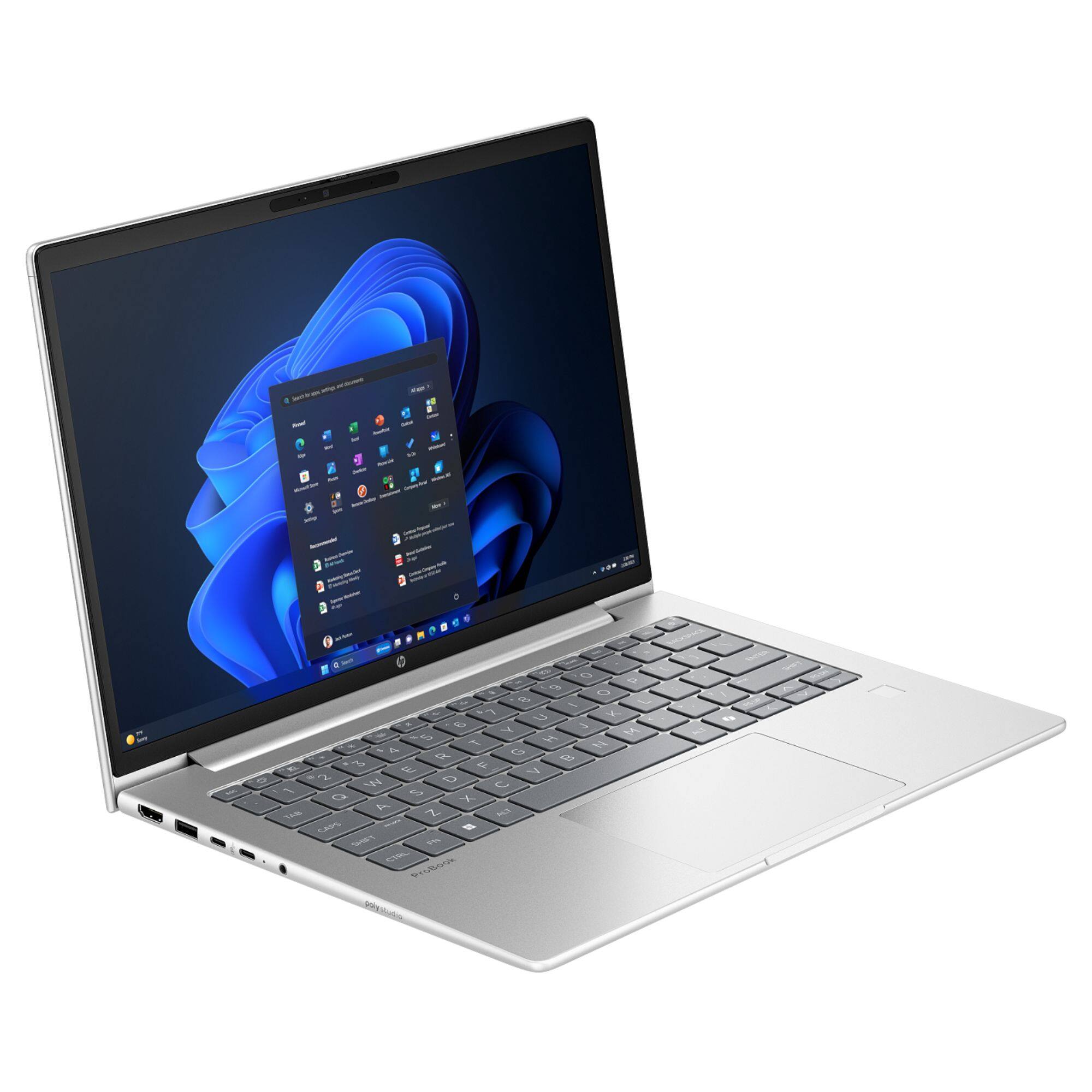 Alt View 2. HP - ProBook 4 G1a 14" WUXGA Touchscreen AMD Ryzen 3 210 3.0 GHz 8 GB 256 GB SSD AMD Radeon 740M Windows 11 Pro Laptop - Silver.
