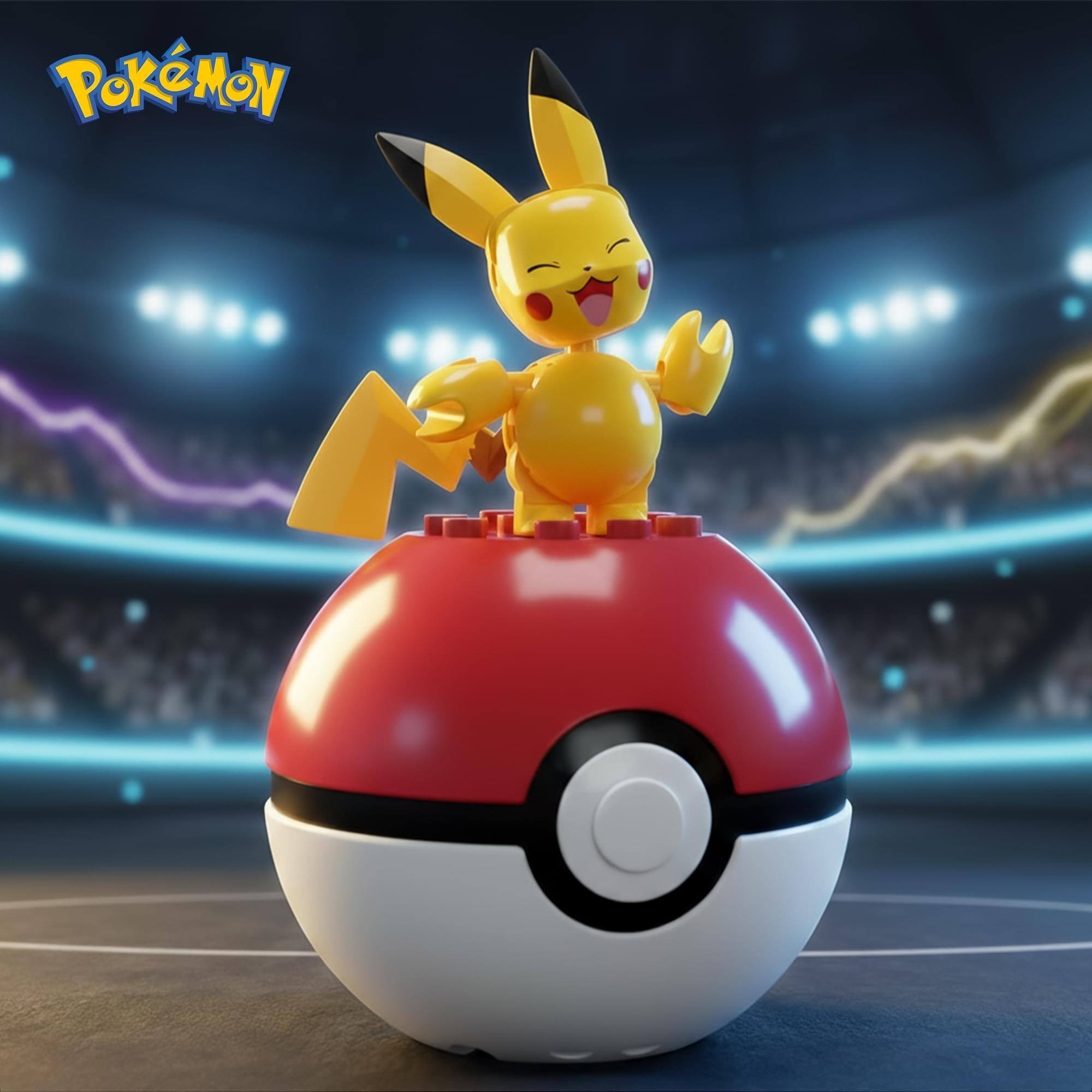 Alt View 3. Mattel - Pokemon Mega Construx Poke Ball 16-Piece Building Set | Pikachu - Yellow.