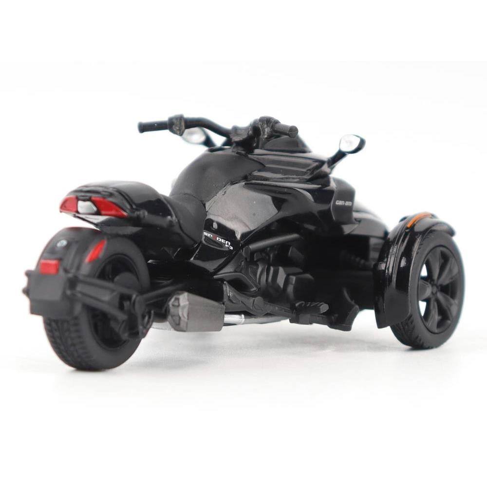 Left. BRP Models - Can-Am Spyder F3 3-Wheel Motorcycle Steel Black Metallic 1/32 Diecast Model by BRP Models - Black.