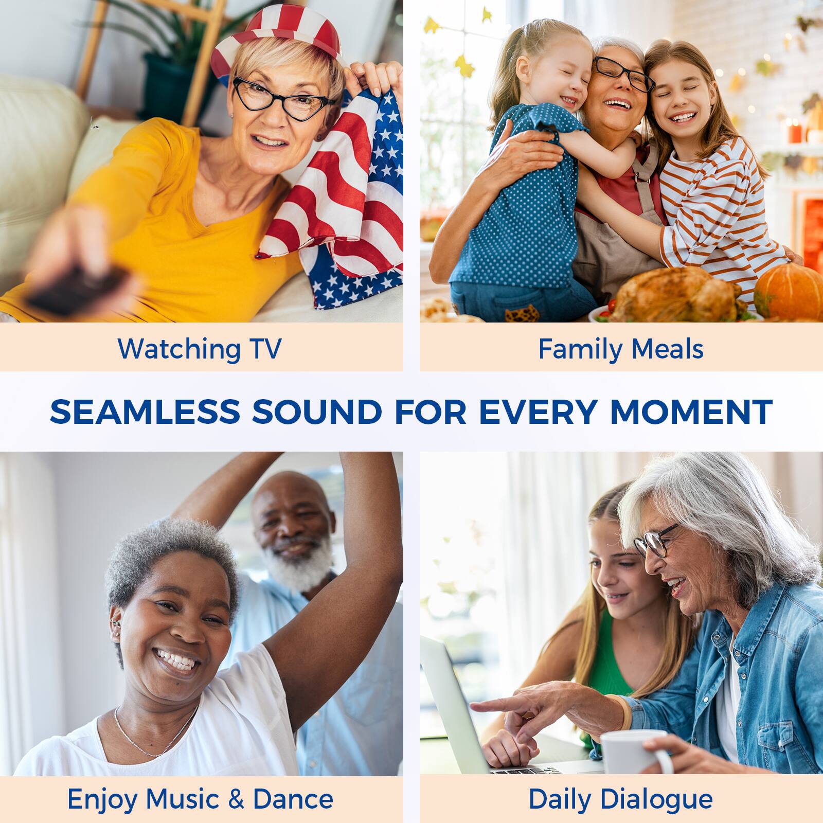 Watching TV, Family Meals, Enjoy Music & Dance, Daily Dialogue, SEAMLESS SOUND FOR EVERY MOMENT