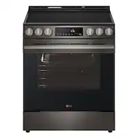 LG - 6.3 Cu. Ft. Slide-In Electric True Convection Smart Range with Air Fry and Premium Handle - Black Stainless Steel - Front_Zoom