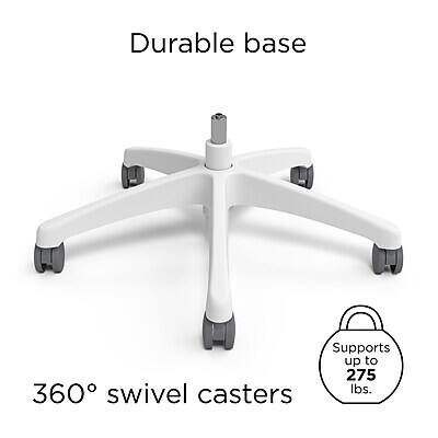 Durable base  
360° swivel casters  
Supports up to 275 lbs.