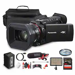 Panasonic - HC-X1600 UHD 4K HDMI Lightweight Compact Camcorder with 24x Zoom + Mic - Bundle
