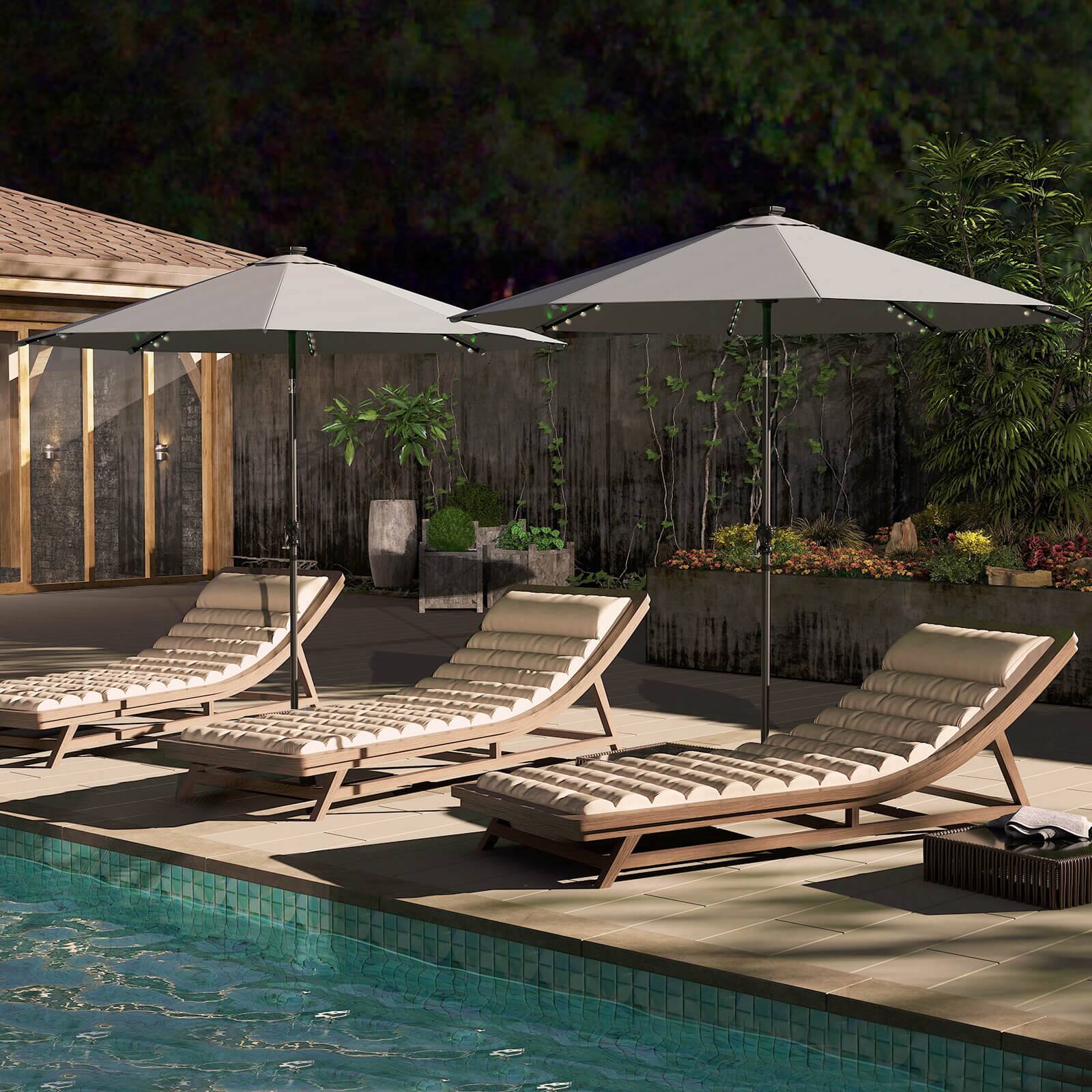 Alt View 3. Costway - Costway 10 FT Solar Patio Umbrella with 96 LED Lights 35° Adjustable Tilt Vented Top - Gray.